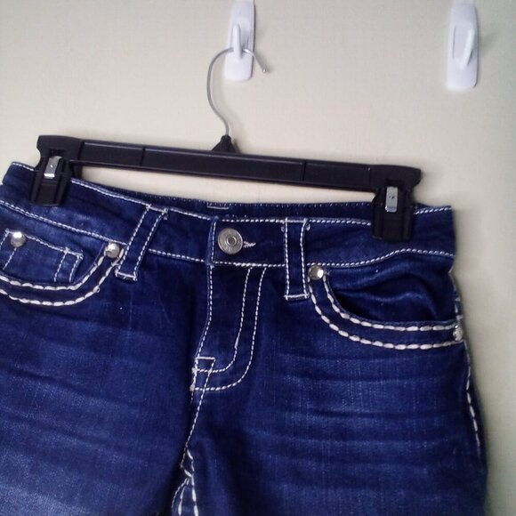 Knox Rose Shorts Women 2 Midi Short Button Pocket Large Stitching Roll Hem Blue - Picture 6 of 13